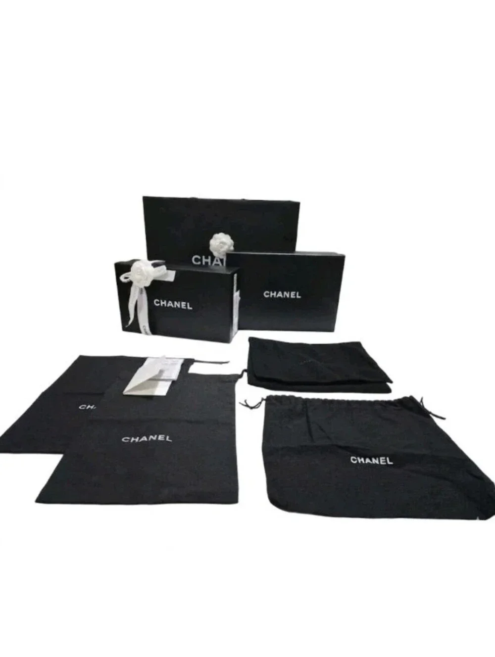 Chanel Lot of Empty Shoe Boxes + Dust Bags + Pouch + Shopping Paper Bag ...